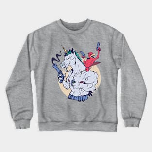 Muscular Unicorn and Bird Crewneck Sweatshirt